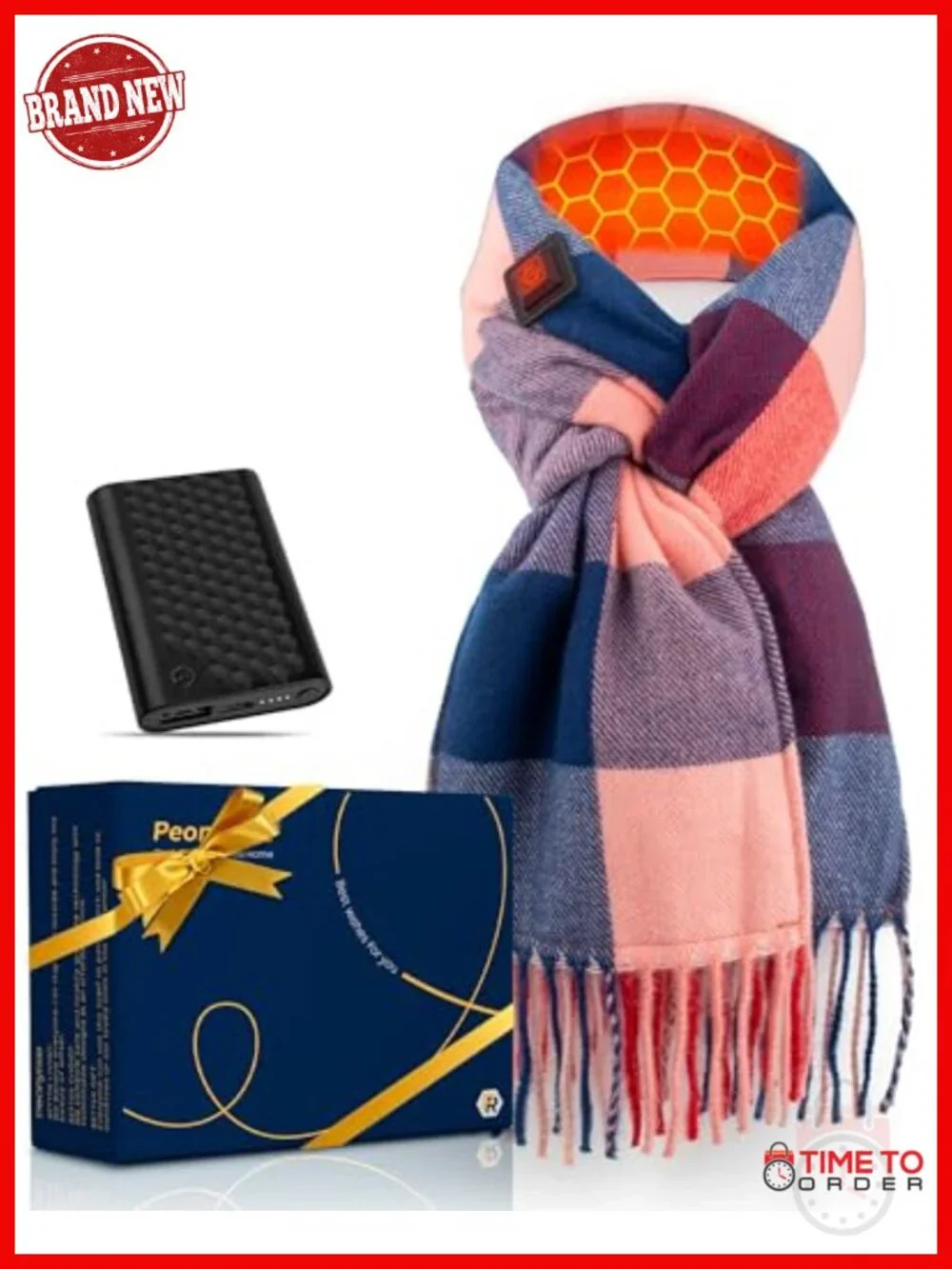 Heated Scarf with 6000mAh Battery Pack, Cashmere-Like, 3 Temperature Settings